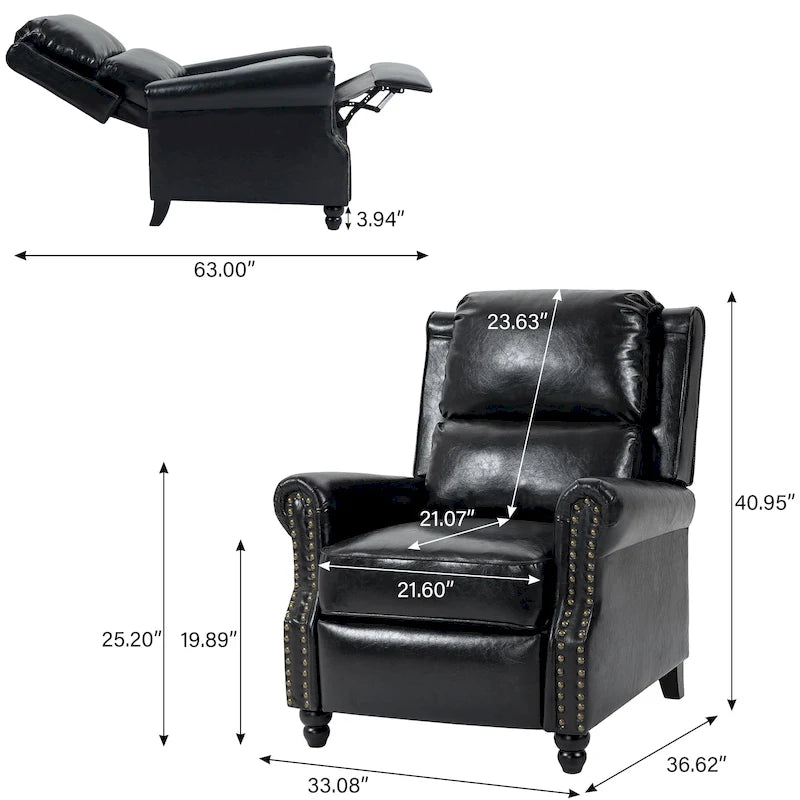Fauteuil inclinable moderne et rembourré en cuir PU