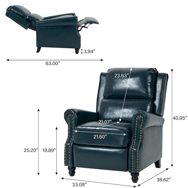 Fauteuil inclinable moderne et rembourré en cuir PU