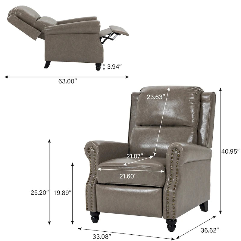 Fauteuil inclinable moderne et rembourré en cuir PU