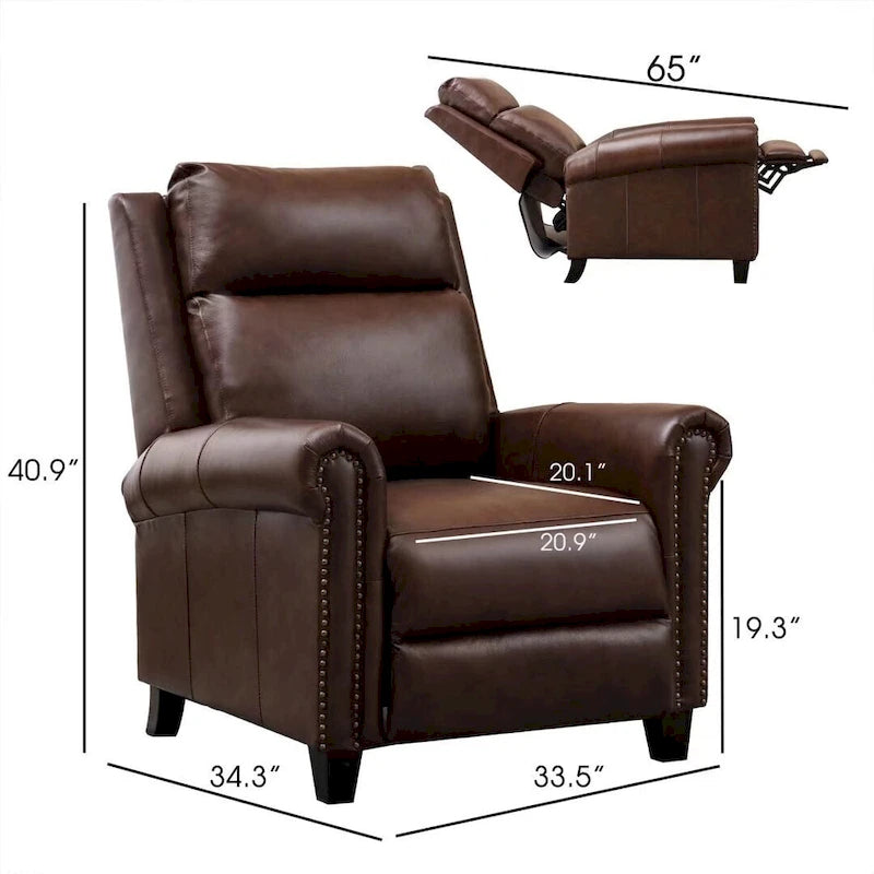 Fauteuil inclinable de club à dossier poussé en cuir véritable Ebello