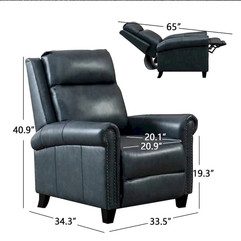 Fauteuil inclinable de club à dossier poussé en cuir véritable Ebello