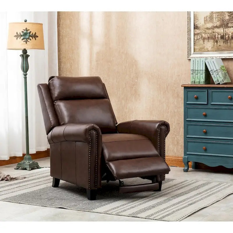 Fauteuil inclinable de club à dossier poussé en cuir véritable Ebello