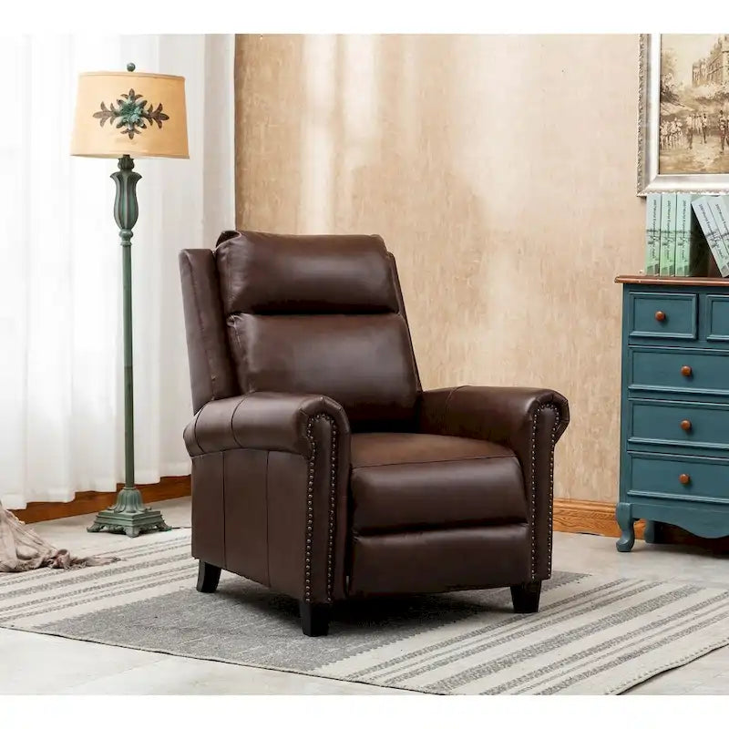 Fauteuil inclinable de club à dossier poussé en cuir véritable Ebello