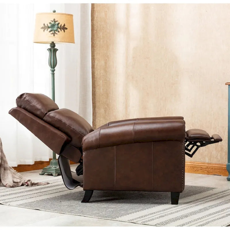 Fauteuil inclinable de club à dossier poussé en cuir véritable Ebello
