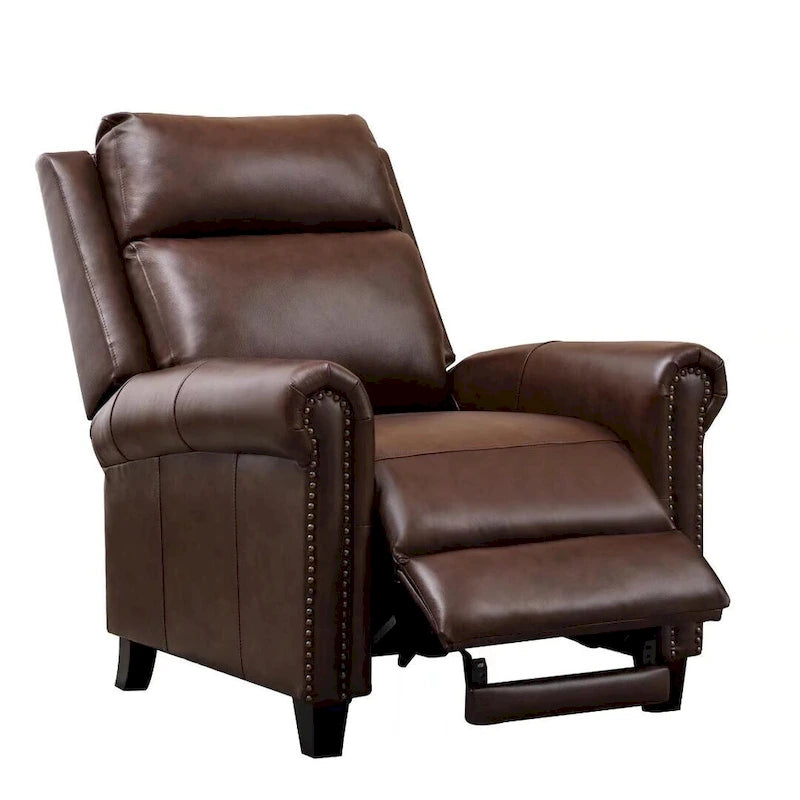 Fauteuil inclinable de club à dossier poussé en cuir véritable Ebello