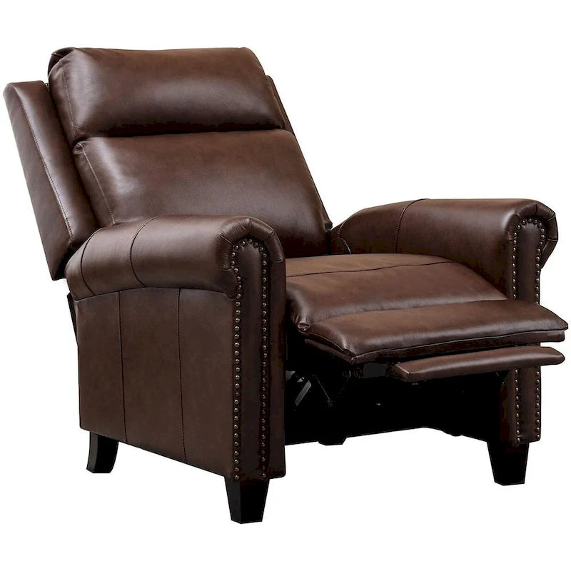 Fauteuil inclinable de club à dossier poussé en cuir véritable Ebello