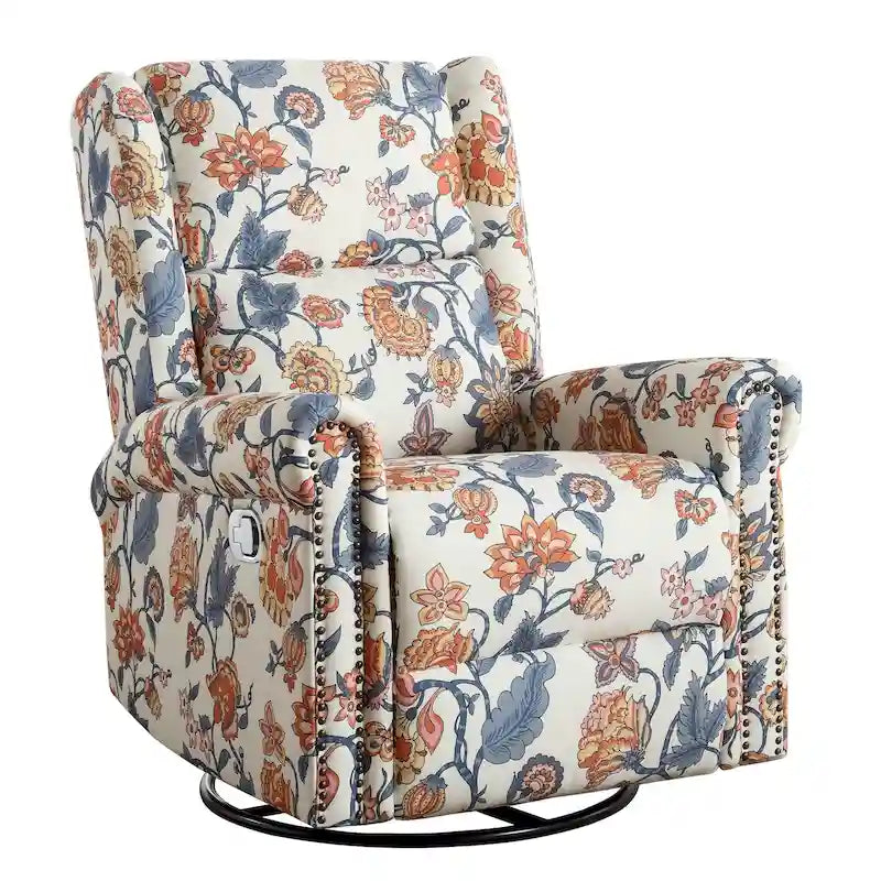 Fauteuil inclinable manuel floral HOMYKA, pivotant et basculant, rembourré