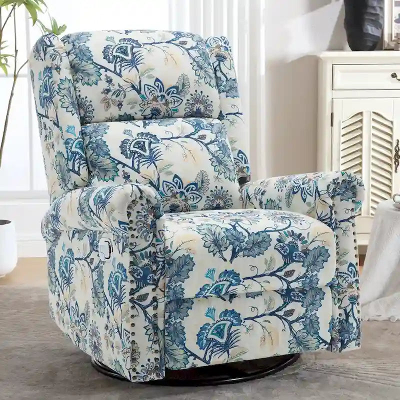Fauteuil inclinable manuel floral HOMYKA, pivotant et basculant, rembourré