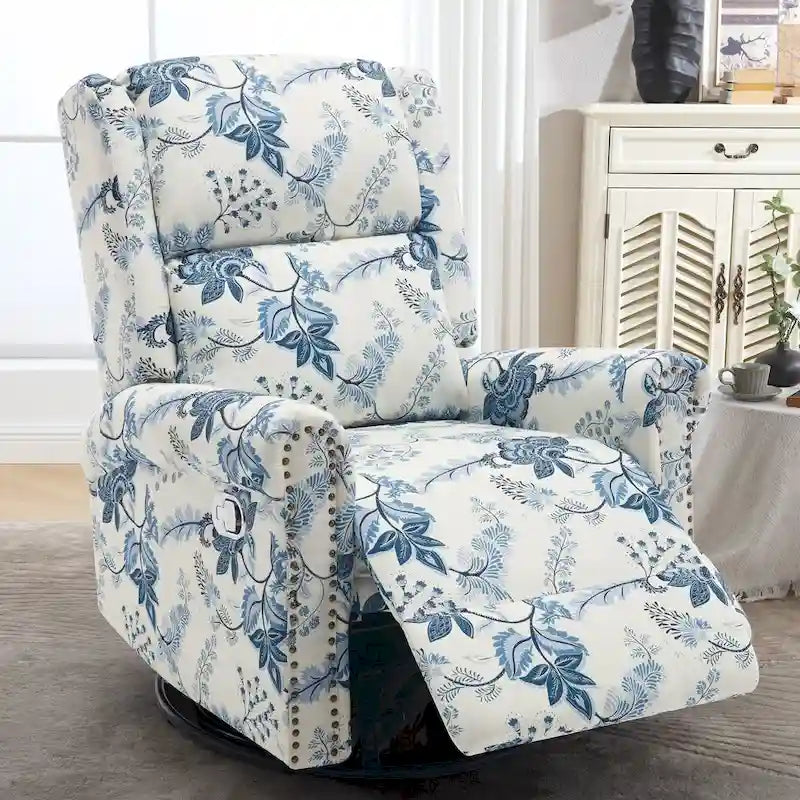 Fauteuil inclinable manuel floral HOMYKA, pivotant et basculant, rembourré