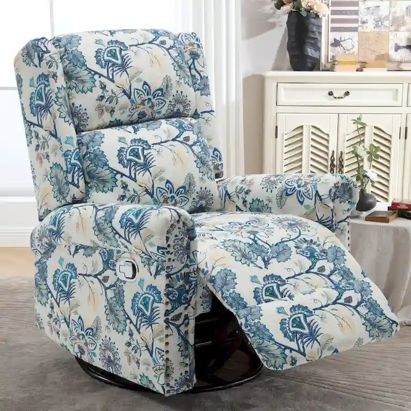 Fauteuil inclinable manuel floral HOMYKA, pivotant et basculant, rembourré