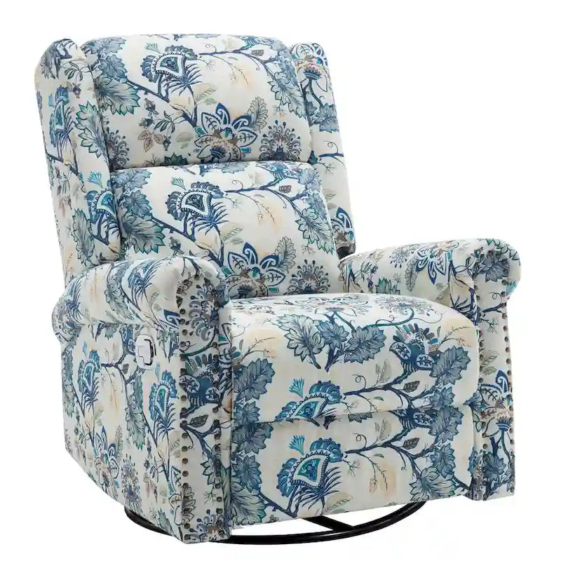 Fauteuil inclinable manuel floral HOMYKA, pivotant et basculant, rembourré
