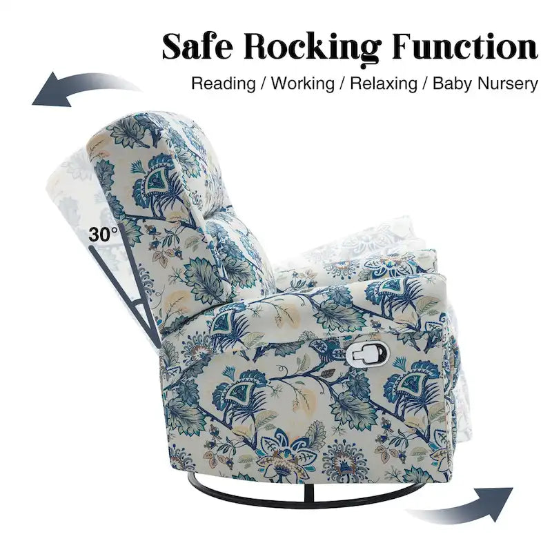 Fauteuil inclinable manuel floral HOMYKA, pivotant et basculant, rembourré
