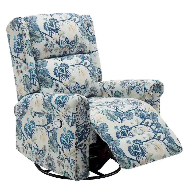 Fauteuil inclinable manuel floral HOMYKA, pivotant et basculant, rembourré