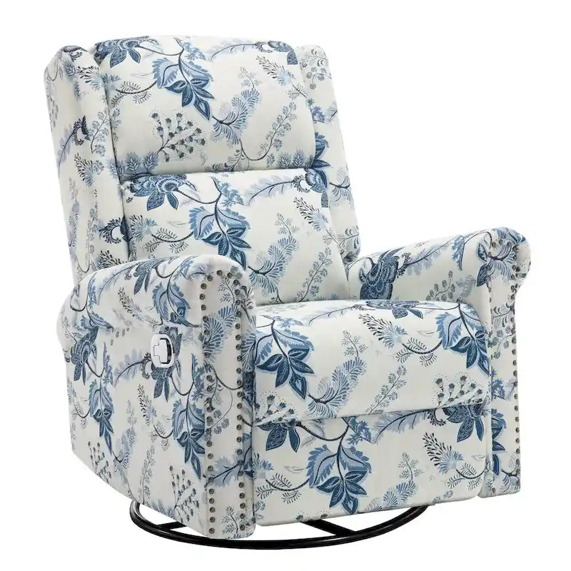 Fauteuil inclinable manuel floral HOMYKA, pivotant et basculant, rembourré