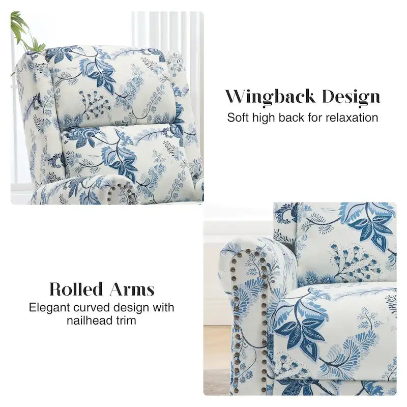 Fauteuil inclinable manuel floral HOMYKA, pivotant et basculant, rembourré