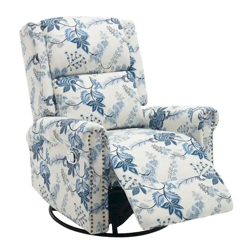 Fauteuil inclinable manuel floral HOMYKA, pivotant et basculant, rembourré