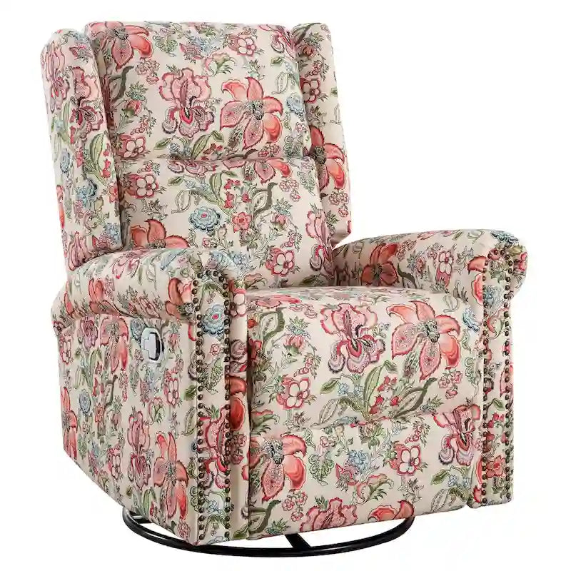Fauteuil inclinable manuel floral HOMYKA, pivotant et basculant, rembourré