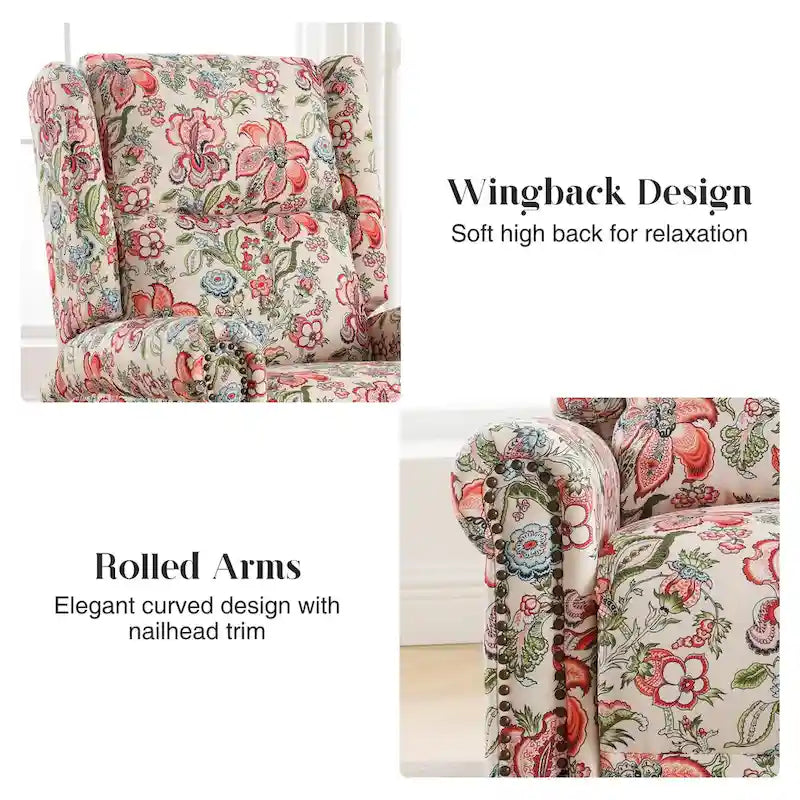 Fauteuil inclinable manuel floral HOMYKA, pivotant et basculant, rembourré