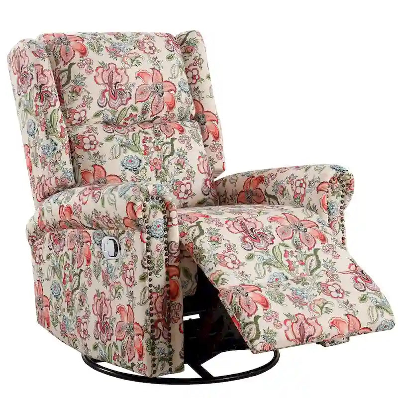 Fauteuil inclinable manuel floral HOMYKA, pivotant et basculant, rembourré