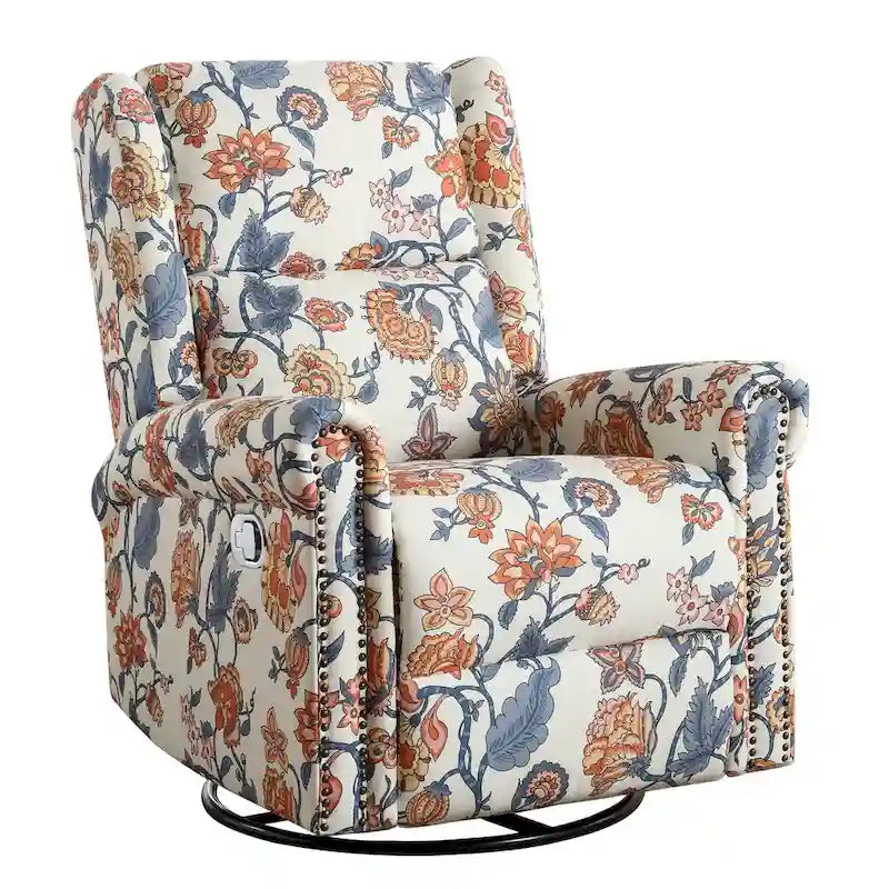 Fauteuil inclinable manuel floral HOMYKA, pivotant et basculant, rembourré