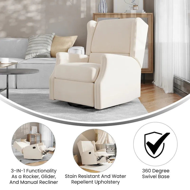 Fauteuil inclinable planeur manuel avec dossier haut et pivotant à 360°