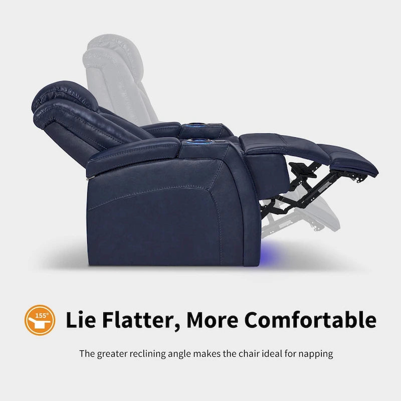 Fauteuil inclinable électrique MCombo, Siège de cinéma maison avec appui-tête réglable et tablette, Cuir respirant HTS422