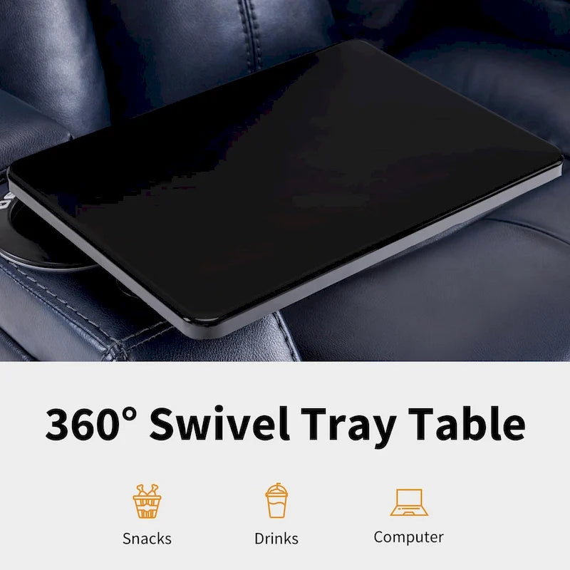Fauteuil inclinable électrique MCombo, Siège de cinéma maison avec appui-tête réglable et tablette, Cuir respirant HTS422