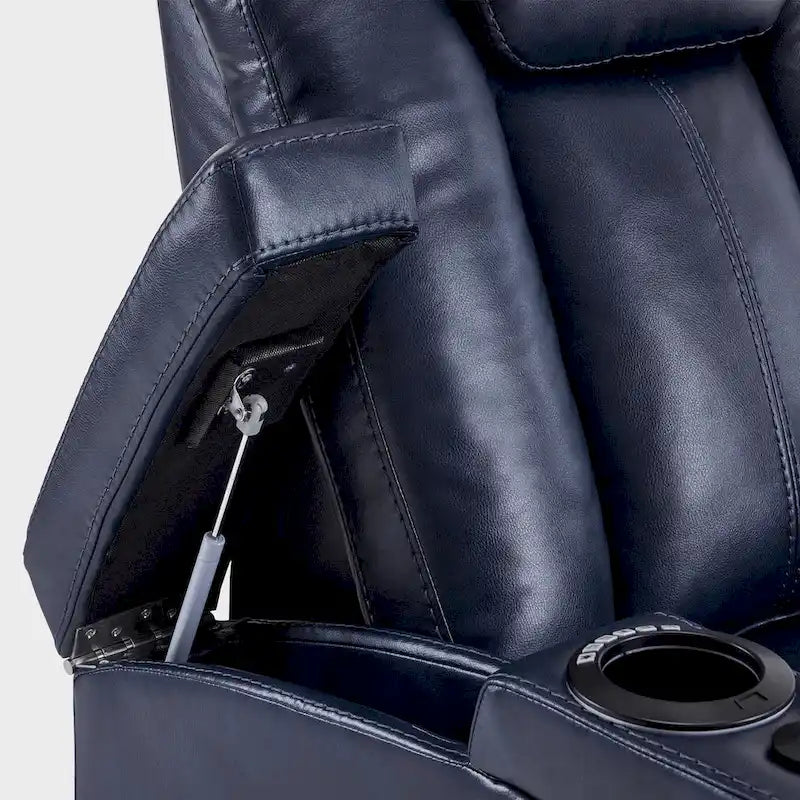 Fauteuil inclinable électrique MCombo, Siège de cinéma maison avec appui-tête réglable et tablette, Cuir respirant HTS422