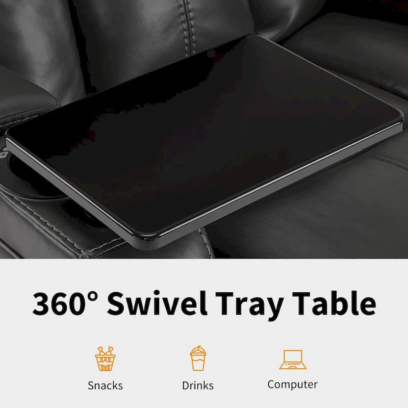 Fauteuil inclinable électrique MCombo, Siège de cinéma maison avec appui-tête réglable et tablette, Cuir respirant HTS422