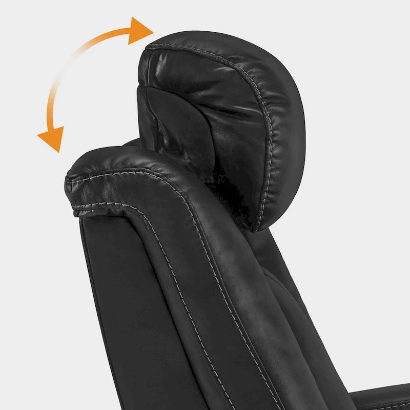 Fauteuil inclinable électrique MCombo, Siège de cinéma maison avec appui-tête réglable et tablette, Cuir respirant HTS422