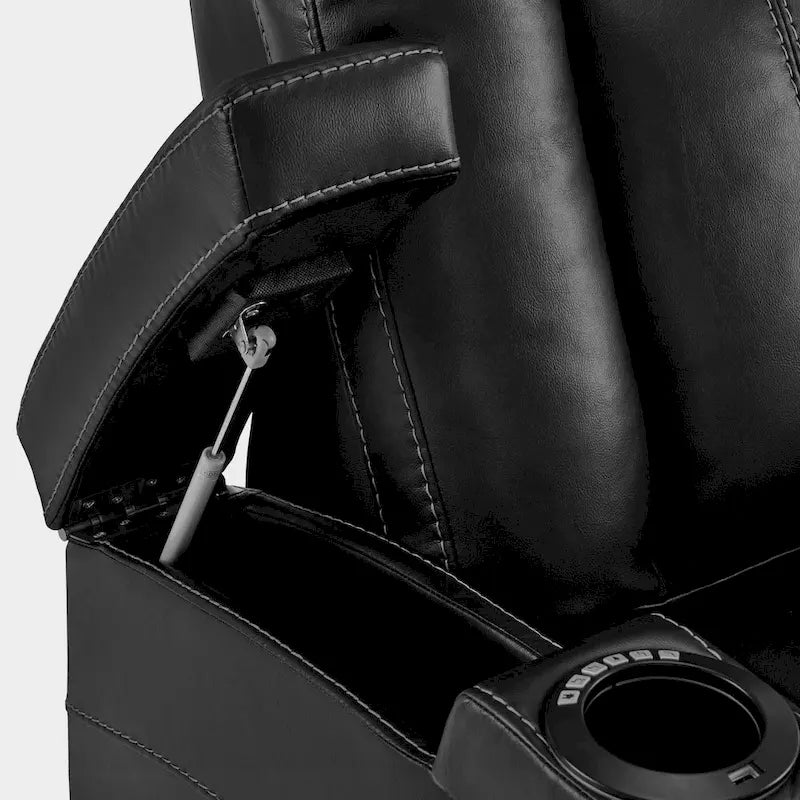 Fauteuil inclinable électrique MCombo, Siège de cinéma maison avec appui-tête réglable et tablette, Cuir respirant HTS422