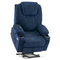 Fauteuil inclinable MCombo Large Power Lift avec massage, porte-gobelets, repose-pieds étendu, tissu 7516