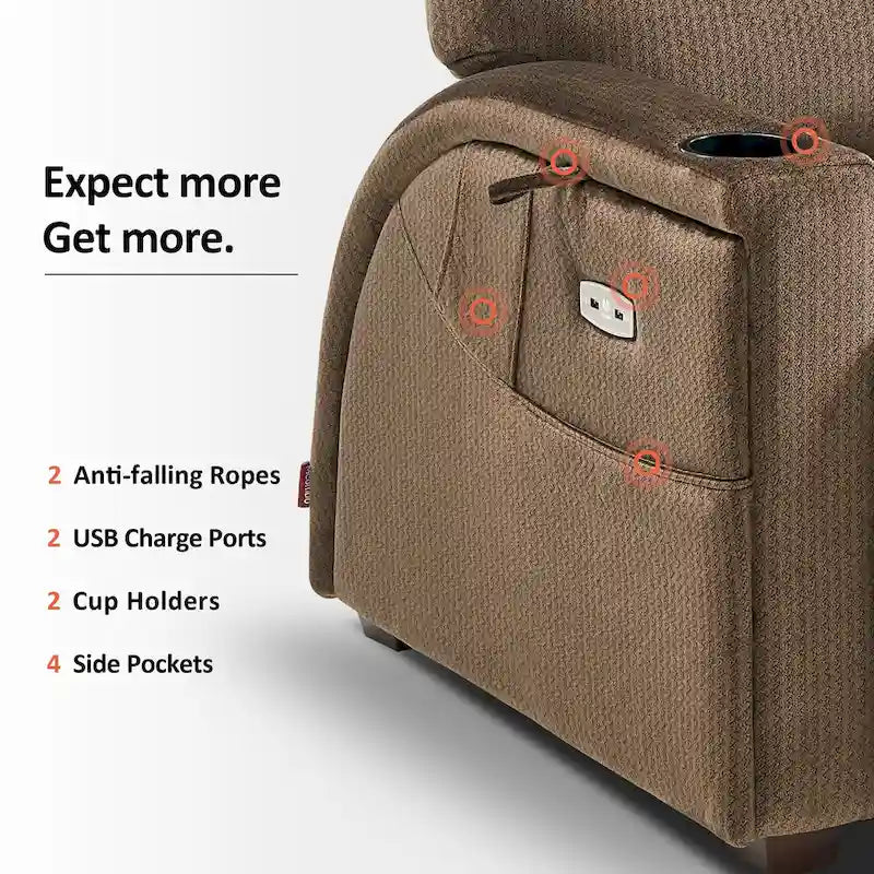 Fauteuil inclinable zéro gravité MCombo Power avec appui-tête réglable pour salon, tissu ZG334