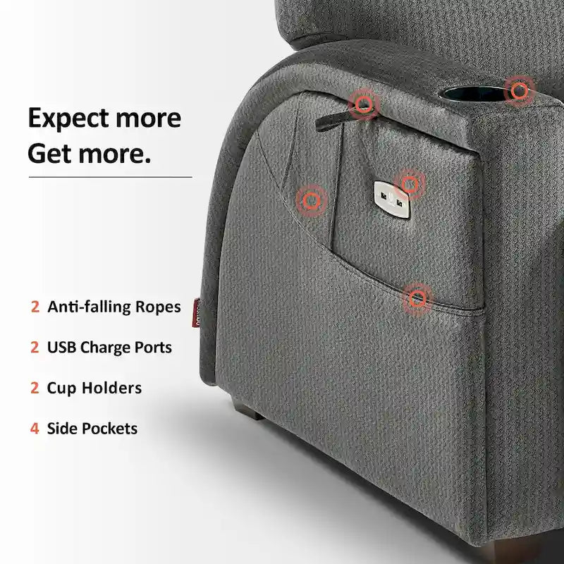 Fauteuil inclinable zéro gravité MCombo Power avec appui-tête réglable pour salon, tissu ZG334