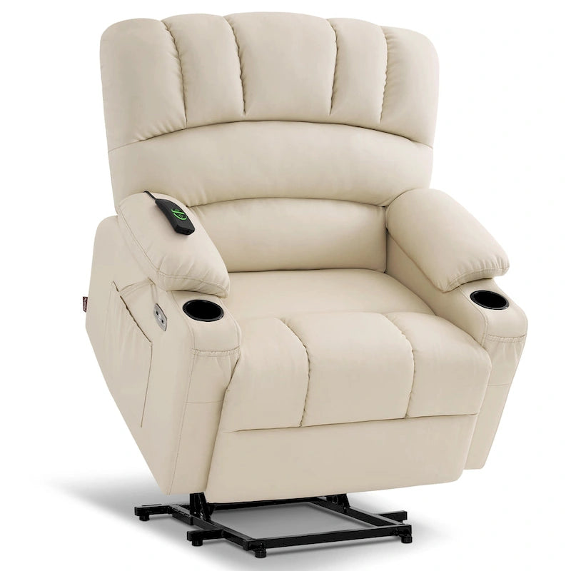 Fauteuil inclinable électrique MCombo avec massage et chauffage, en similicuir R7096 (Taille moyenne-large)