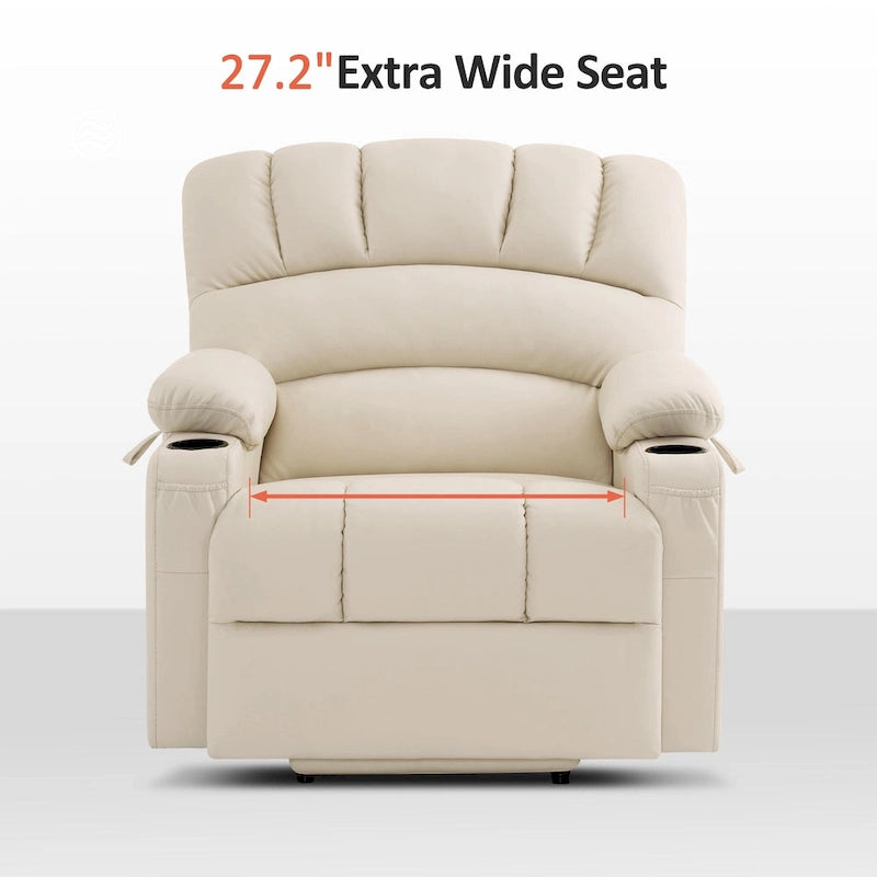Fauteuil inclinable électrique MCombo avec massage et chauffage, en similicuir R7096 (Taille moyenne-large)