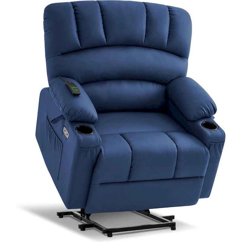 Fauteuil inclinable électrique MCombo avec massage et chauffage, en similicuir R7096 (Taille moyenne-large)