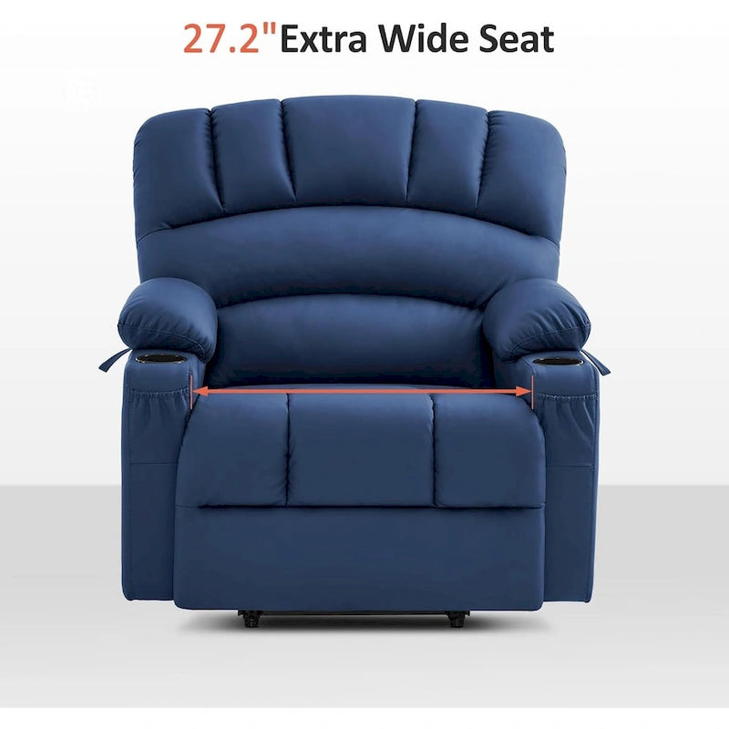 Fauteuil inclinable électrique MCombo avec massage et chauffage, en similicuir R7096 (Taille moyenne-large)