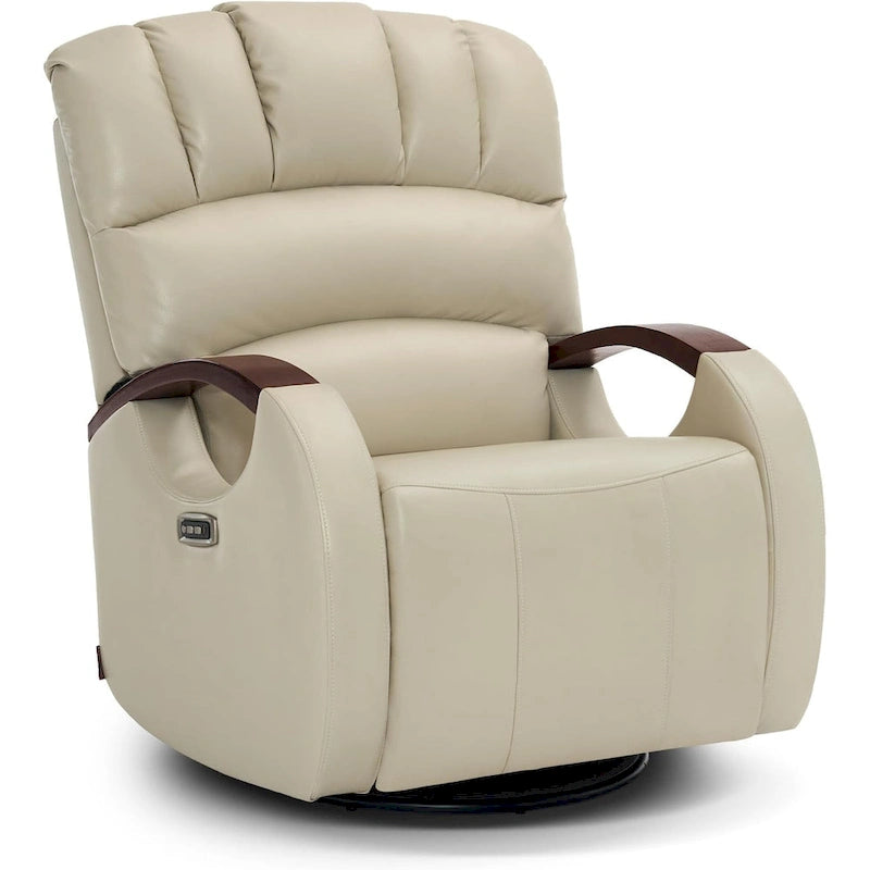 Fauteuil inclinable, pivotant et berçant motorisé MCombo avec têtière réglable pour chambre de bébé, en similicuir PR616