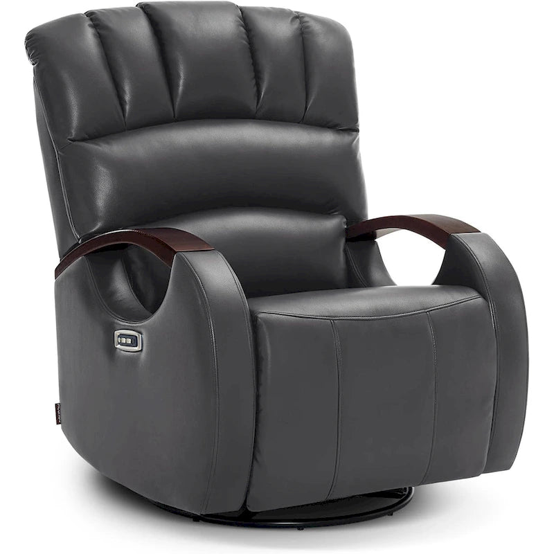 Fauteuil inclinable, pivotant et berçant motorisé MCombo avec têtière réglable pour chambre de bébé, en similicuir PR616