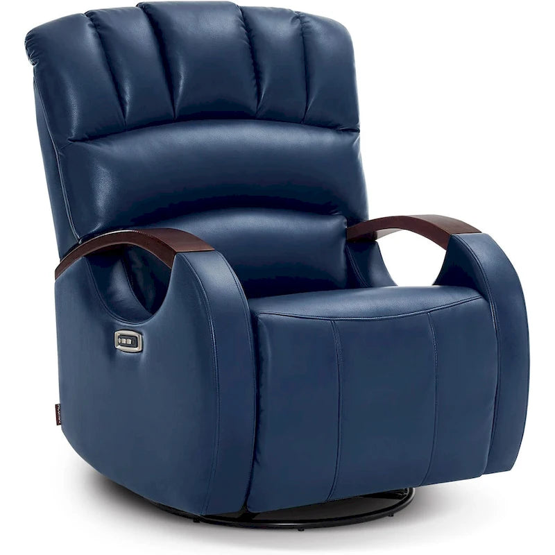 Fauteuil inclinable, pivotant et berçant motorisé MCombo avec têtière réglable pour chambre de bébé, en similicuir PR616