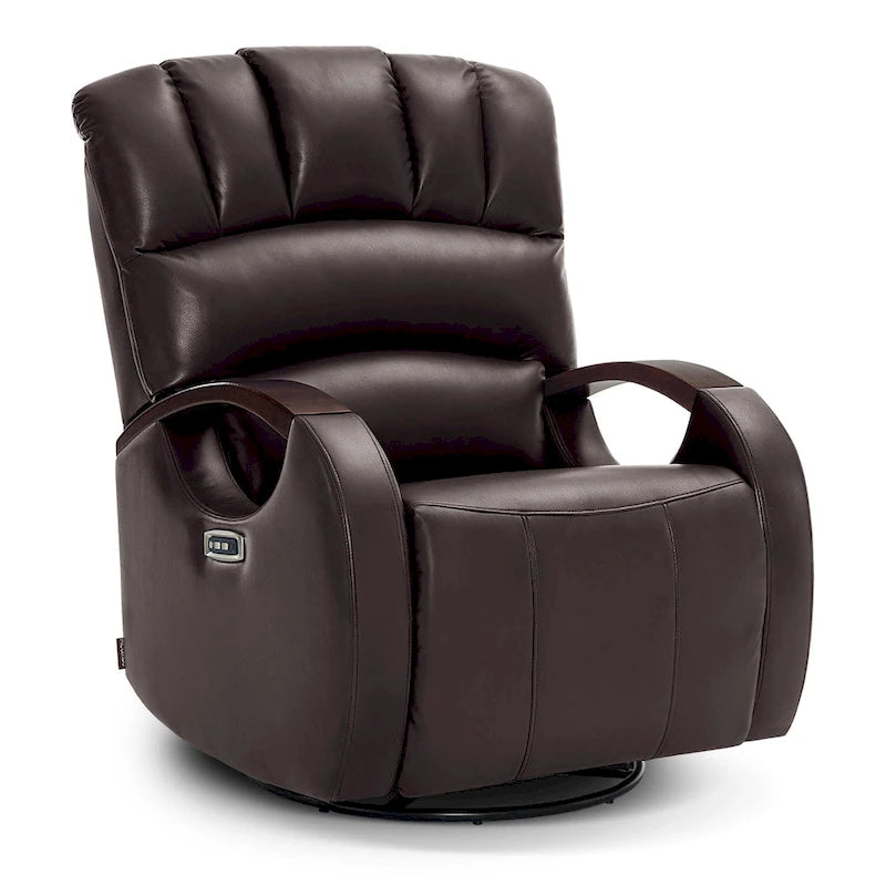 Fauteuil inclinable, pivotant et berçant motorisé MCombo avec têtière réglable pour chambre de bébé, en similicuir PR616