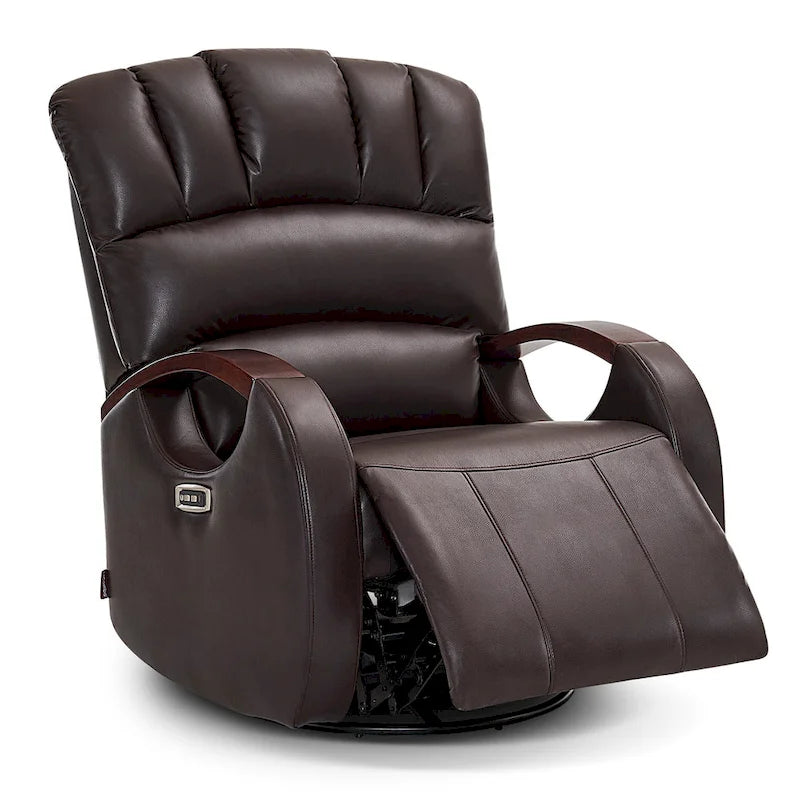 Fauteuil inclinable, pivotant et berçant motorisé MCombo avec têtière réglable pour chambre de bébé, en similicuir PR616