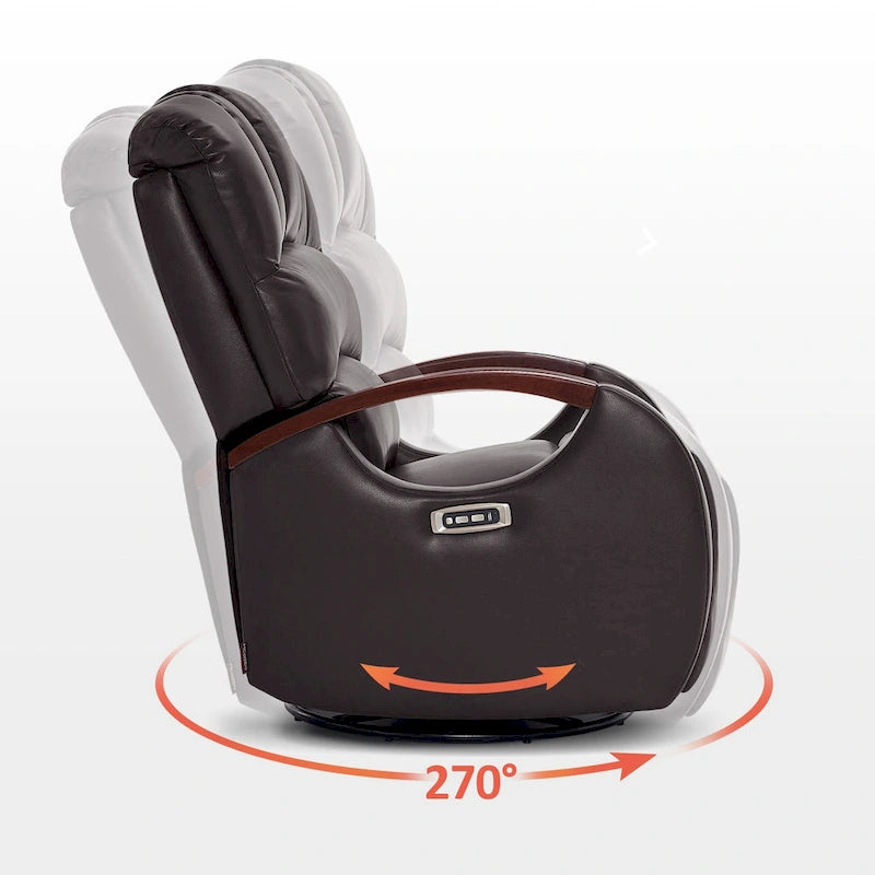 Fauteuil inclinable, pivotant et berçant motorisé MCombo avec têtière réglable pour chambre de bébé, en similicuir PR616