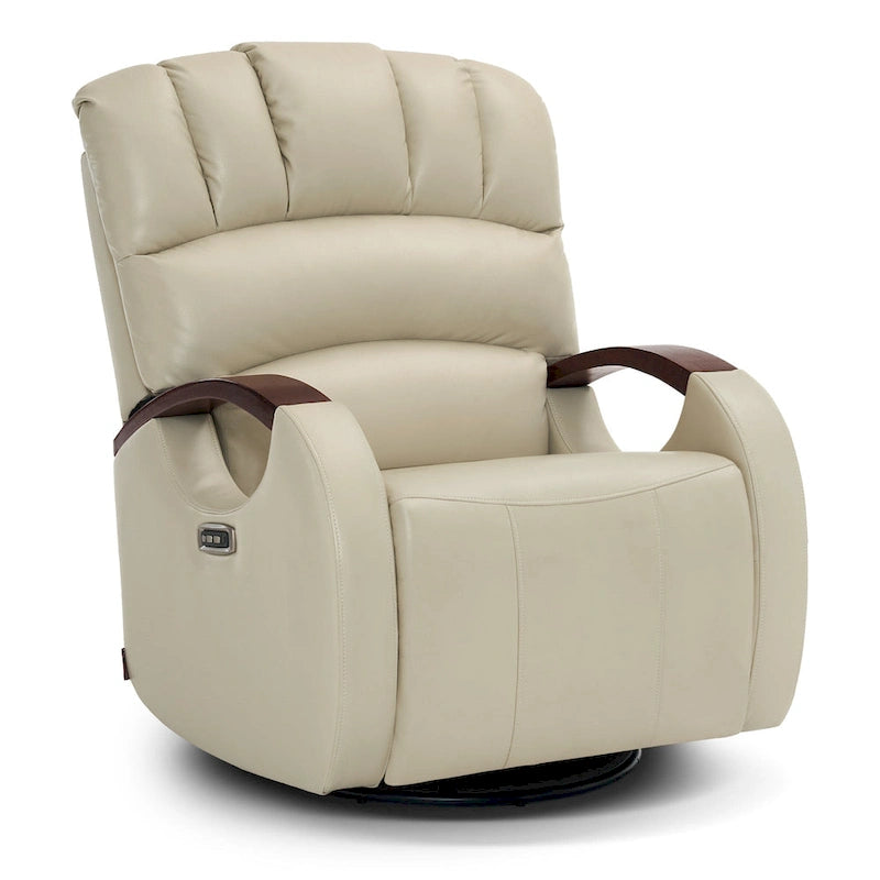 Fauteuil inclinable, pivotant et berçant motorisé MCombo avec têtière réglable pour chambre de bébé, en similicuir PR616