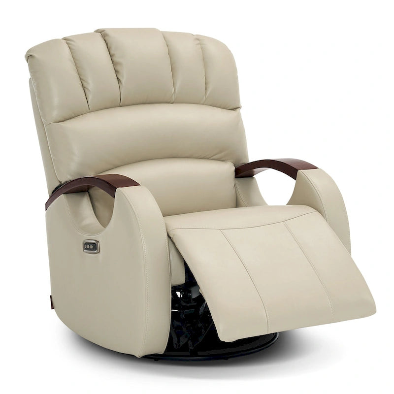 Fauteuil inclinable, pivotant et berçant motorisé MCombo avec têtière réglable pour chambre de bébé, en similicuir PR616
