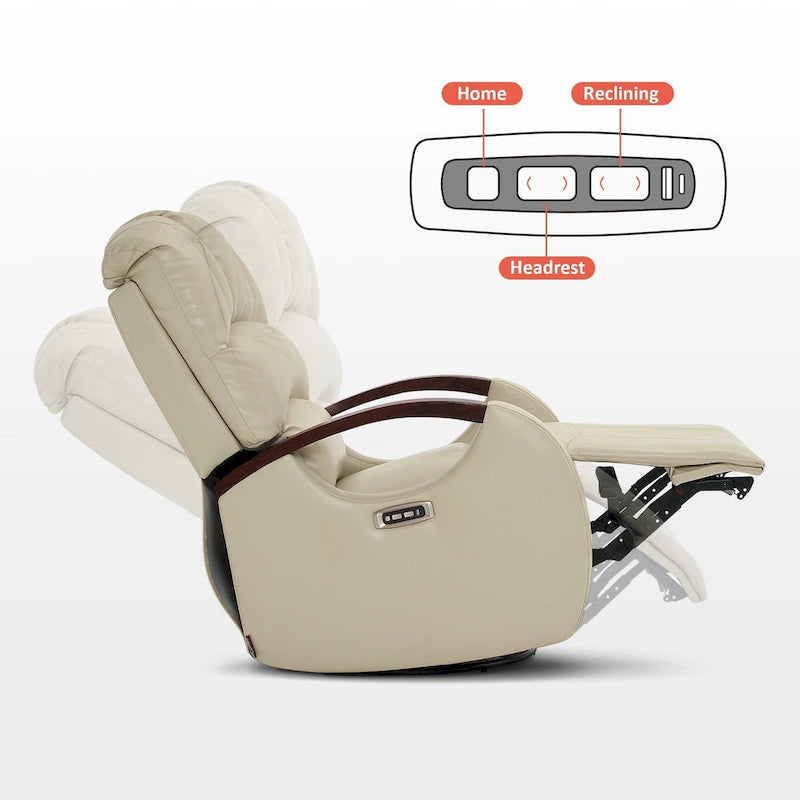 Fauteuil inclinable, pivotant et berçant motorisé MCombo avec têtière réglable pour chambre de bébé, en similicuir PR616