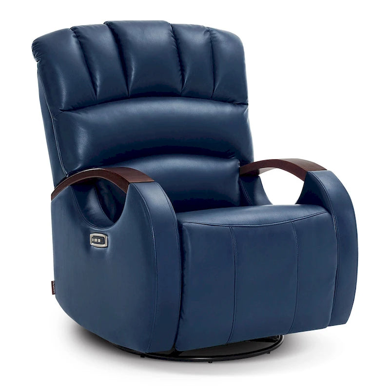 Fauteuil inclinable, pivotant et berçant motorisé MCombo avec têtière réglable pour chambre de bébé, en similicuir PR616