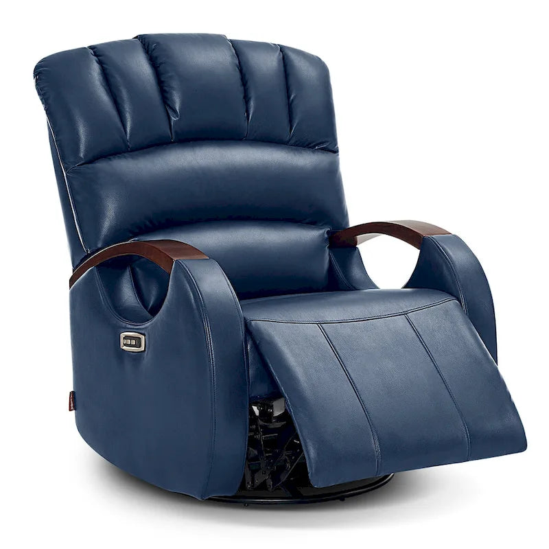 Fauteuil inclinable, pivotant et berçant motorisé MCombo avec têtière réglable pour chambre de bébé, en similicuir PR616
