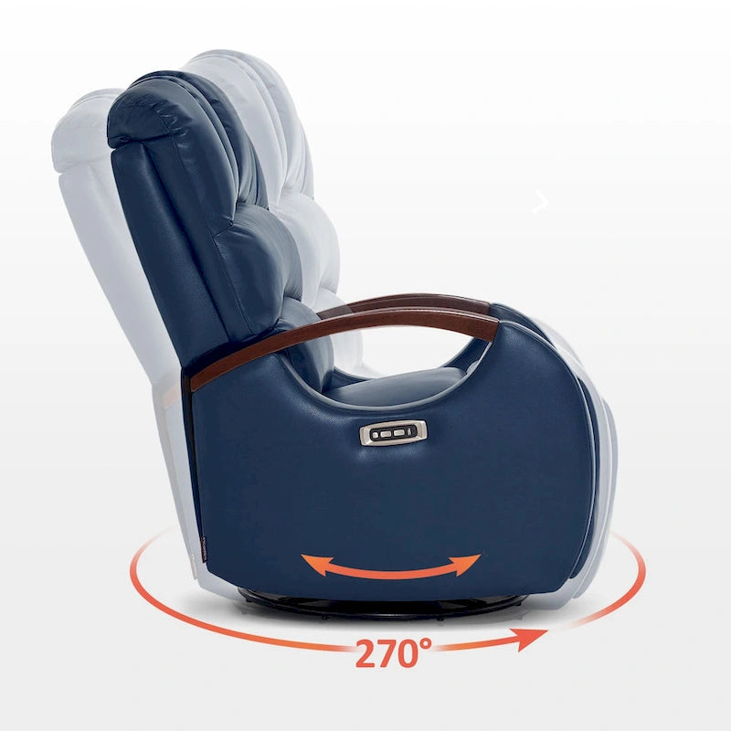 Fauteuil inclinable, pivotant et berçant motorisé MCombo avec têtière réglable pour chambre de bébé, en similicuir PR616